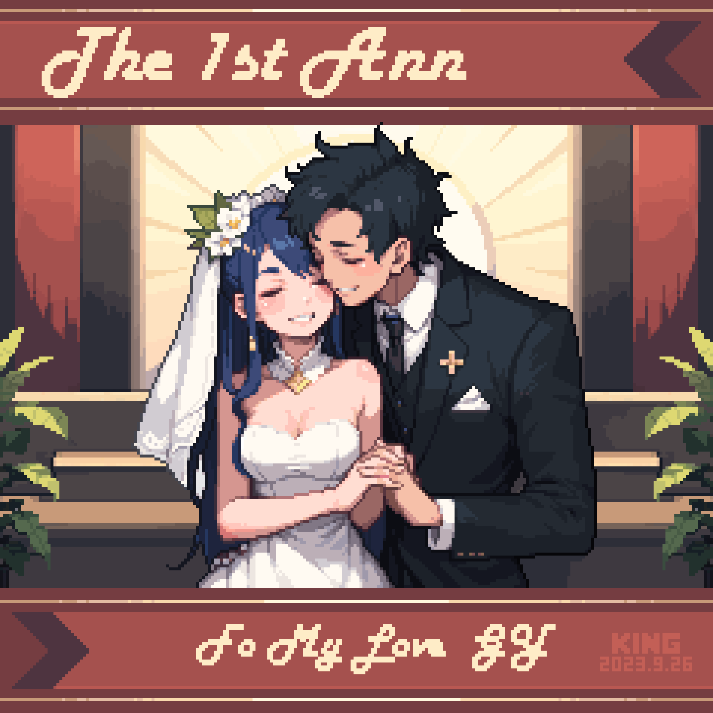 FIRST YEAR custom pixel artwork