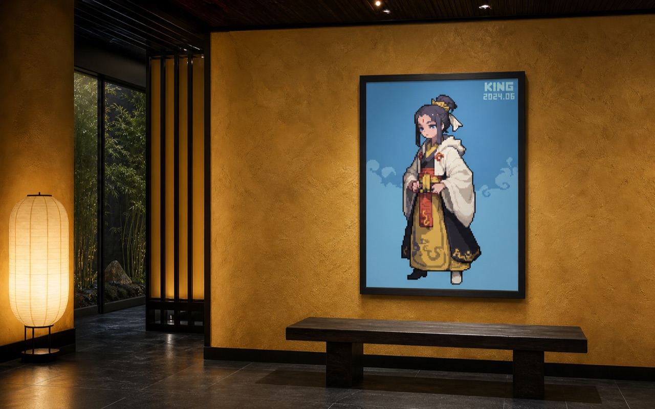 KIMONO / OCHRE framed gallery presentation
